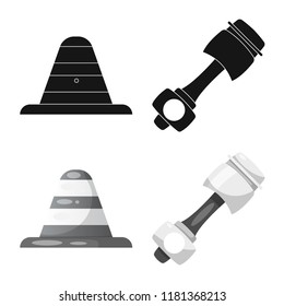 Isolated object of car and rally logo. Collection of car and race stock symbol for web.