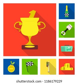 Isolated object of car and rally logo. Collection of car and race vector icon for stock.