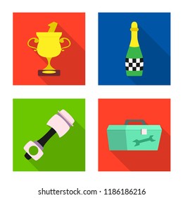 Isolated object of car and rally logo. Set of car and race stock vector illustration.