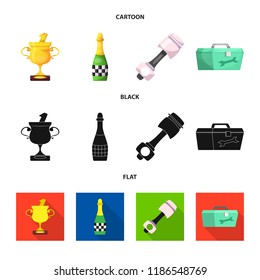 Isolated object of car and rally logo. Collection of car and race stock vector illustration.