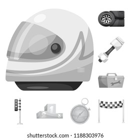Isolated object of car and rally logo. Collection of car and race vector icon for stock.