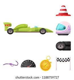 Isolated object of car and rally logo. Set of car and race stock symbol for web.