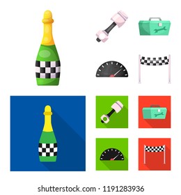 Isolated object of car and rally logo. Collection of car and race vector icon for stock.