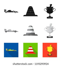 Isolated object of car and rally logo. Set of car and race vector icon for stock.