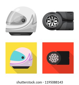 Isolated object of car and rally logo. Collection of car and race stock vector illustration.