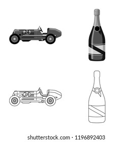 Isolated object of car and rally logo. Set of car and race stock vector illustration.