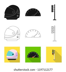 Isolated object of car and rally logo. Set of car and race vector icon for stock.