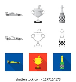 Isolated object of car and rally logo. Set of car and race stock vector illustration.