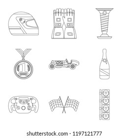 Isolated object of car and rally logo. Collection of car and race stock vector illustration.