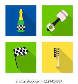 Isolated object of car and rally logo. Set of car and race stock vector illustration.