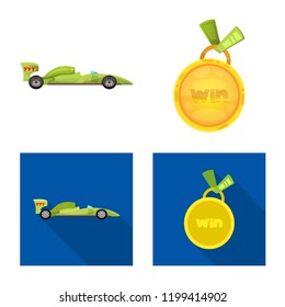 Isolated object of car and rally logo. Collection of car and race vector icon for stock.