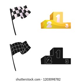 Isolated object of car and rally logo. Collection of car and race vector icon for stock.