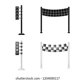 Isolated object of car and rally logo. Set of car and race stock vector illustration.