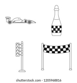 Isolated object of car and rally logo. Collection of car and race stock symbol for web.