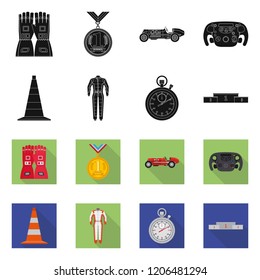 Isolated object of car and rally logo. Set of car and race stock symbol for web.