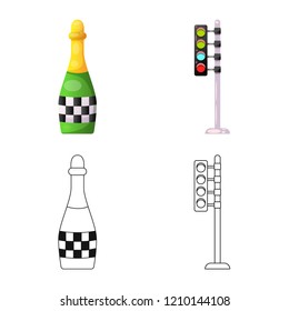 Isolated object of car and rally logo. Set of car and race stock symbol for web.