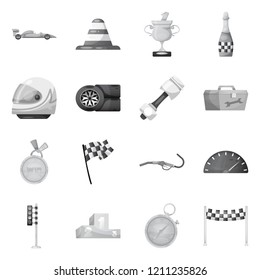 Isolated object of car and rally logo. Collection of car and race stock symbol for web.