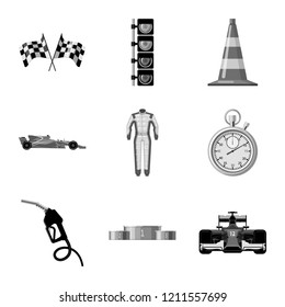 Isolated object of car and rally logo. Set of car and race stock vector illustration.