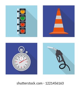 Isolated object of car and rally logo. Set of car and race stock symbol for web.