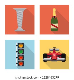Isolated object of car and rally logo. Set of car and race vector icon for stock.