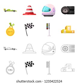 Isolated object of car and rally logo. Set of car and race vector icon for stock.
