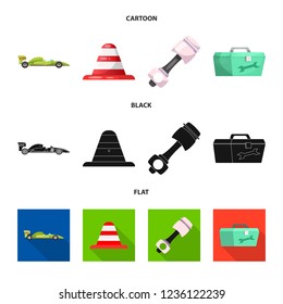 Isolated object of car and rally logo. Collection of car and race vector icon for stock.