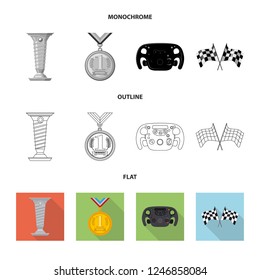 Isolated object of car and rally logo. Set of car and race stock symbol for web.