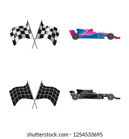 Isolated object of car and rally logo. Set of car and race stock vector illustration.