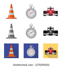 Isolated object of car and rally logo. Collection of car and race vector icon for stock.