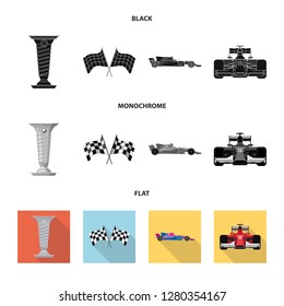 Isolated object of car and rally logo. Set of car and race stock vector illustration.