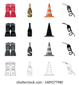 Isolated object of car and rally logo. Set of car and race stock vector illustration.