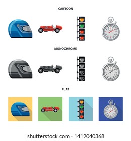 Isolated object of car and rally logo. Collection of car and race vector icon for stock.