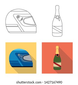 Isolated object of car and rally logo. Set of car and race stock symbol for web.