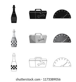Isolated object of car and rally sign. Set of car and race stock vector illustration.