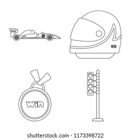 Isolated object of car and rally sign. Collection of car and race stock symbol for web.