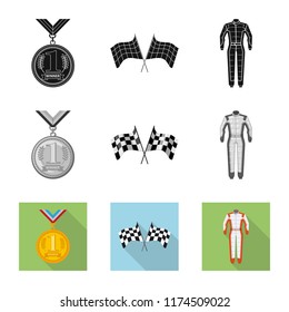 Isolated object of car and rally sign. Collection of car and race vector icon for stock.