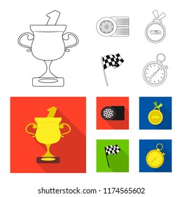Isolated object of car and rally sign. Collection of car and race stock vector illustration.