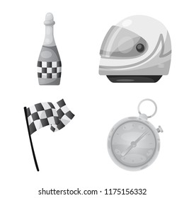 Isolated object of car and rally sign. Set of car and race stock symbol for web.