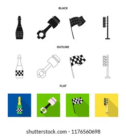 Isolated object of car and rally sign. Set of car and race stock vector illustration.