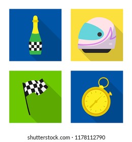 Isolated object of car and rally sign. Set of car and race vector icon for stock.