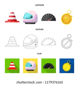 Isolated object of car and rally sign. Collection of car and race stock vector illustration.