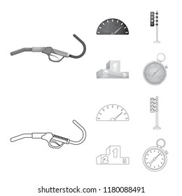 Isolated object of car and rally sign. Set of car and race vector icon for stock.