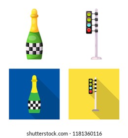 Isolated object of car and rally sign. Collection of car and race stock symbol for web.