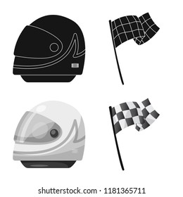 Isolated object of car and rally sign. Set of car and race vector icon for stock.