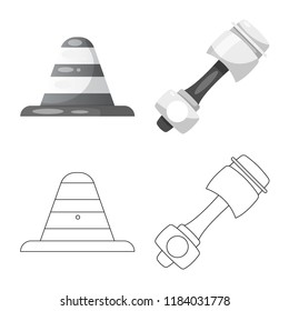Isolated object of car and rally sign. Set of car and race stock symbol for web.
