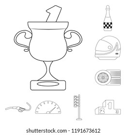 Isolated object of car and rally sign. Set of car and race stock symbol for web.