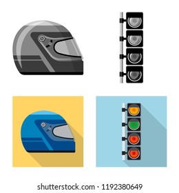 Isolated object of car and rally sign. Set of car and race stock vector illustration.