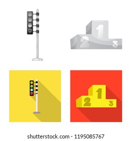 Isolated object of car and rally sign. Set of car and race vector icon for stock.