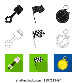 Isolated object of car and rally sign. Collection of car and race stock vector illustration.