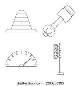 Isolated object of car and rally sign. Collection of car and race stock symbol for web.